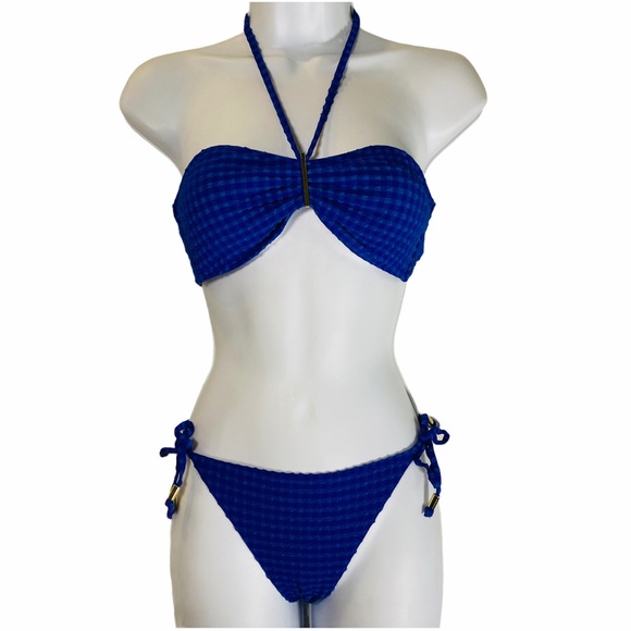 H&M Other - Cobalt Blue Textured Check 2 Pc Bikini